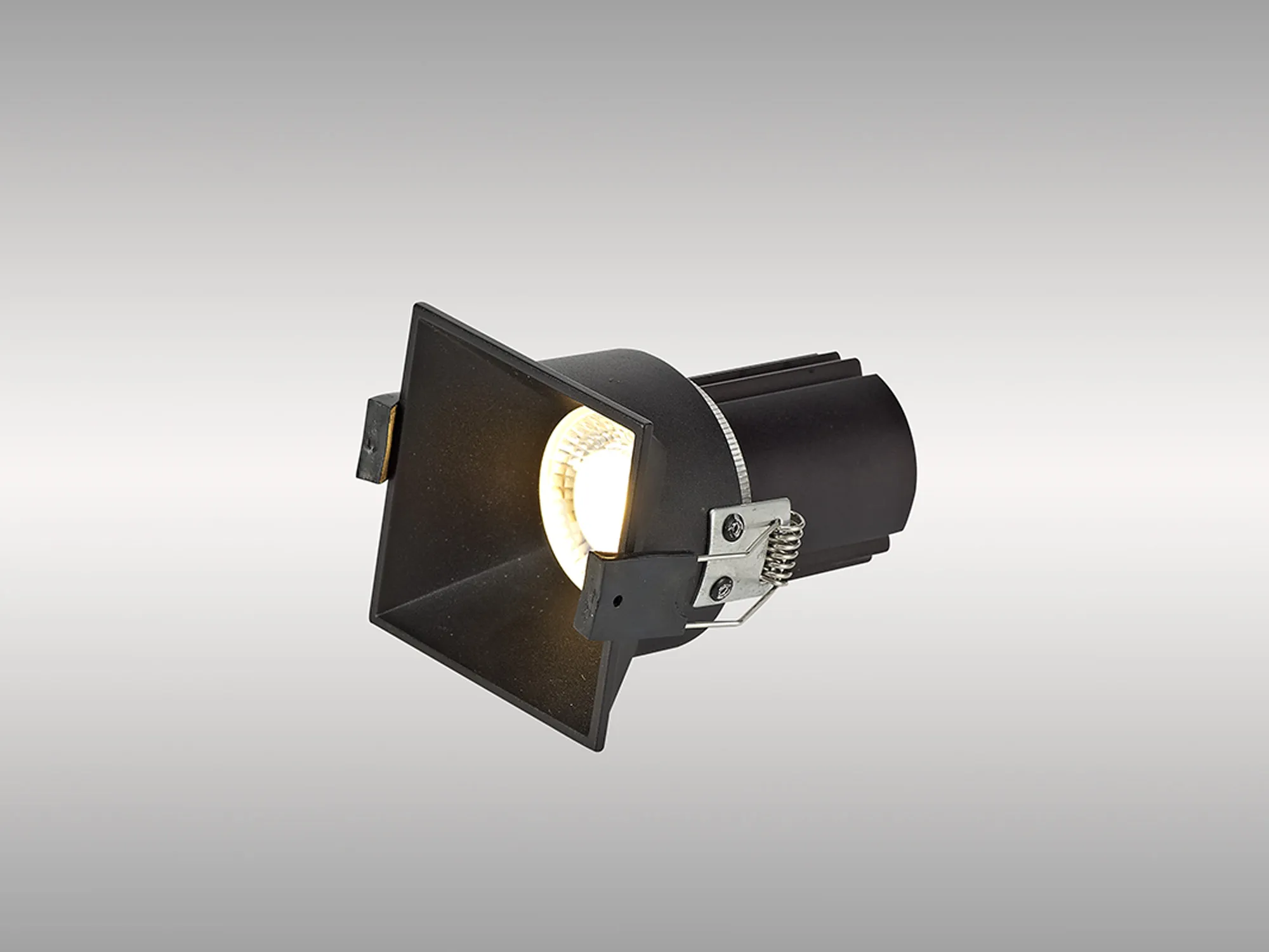 Biox 12 Tridonic Powered 12W 3000K 1200lm 12° CRI>90 LED Engine  Black Square Fixed Recessed Spotlight, IP20
